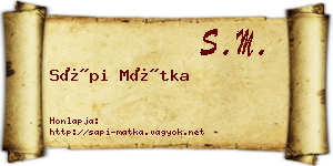 Sápi Mátka névjegykártya